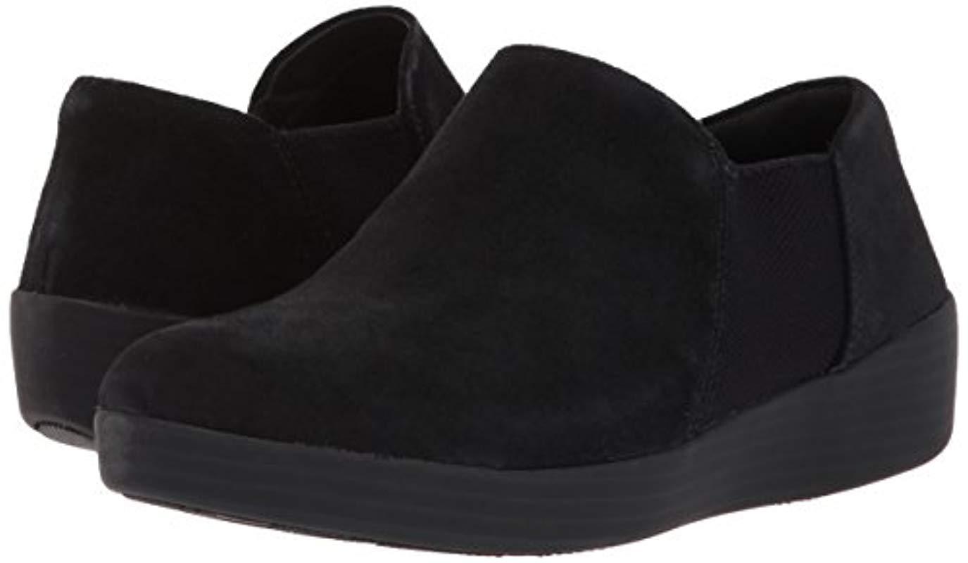 elastic panel slip on chunky heel ankle booties
