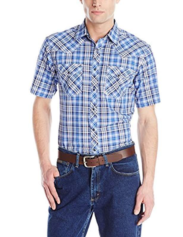 Wrangler 20x Collection Snap Short Sleeve Shirt in Blue for Men - Lyst