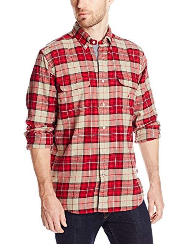 Nautica Flannel Plaid Shirt in Red for Men - Lyst