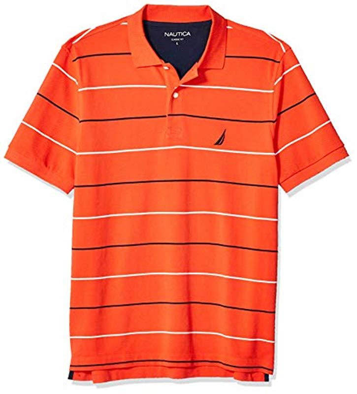 Nautica Classic Fit Short Sleeve 100% Cotton Pique Stripe Polo Shirt in ...