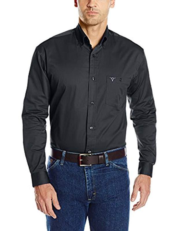 wrangler men's long sleeve comfort stretch woven shirt