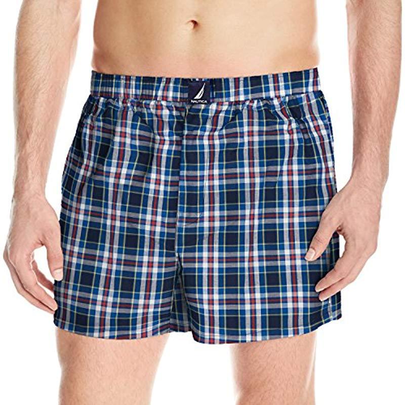 Lyst - Nautica Classic Cotton Woven Boxer in Blue for Men