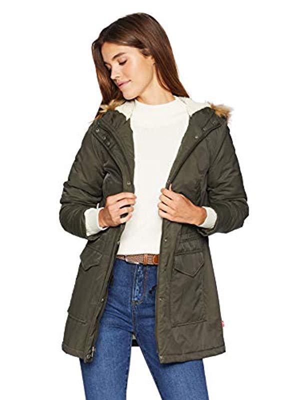 Lyst - Levi'S Performance Sherpa Lined Midlength Parka Jacket in Green