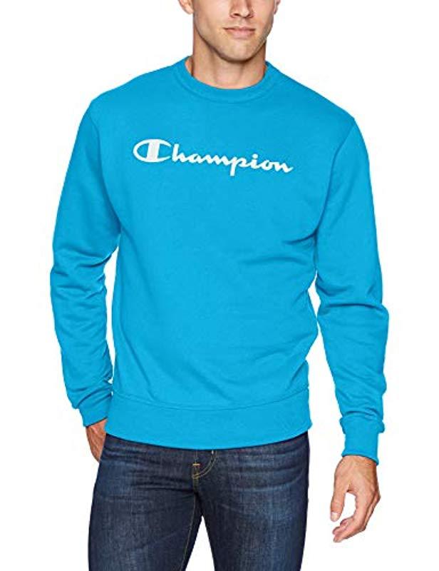 Champion Graphic Powerblend Fleece Crew in Blue for Men - Lyst