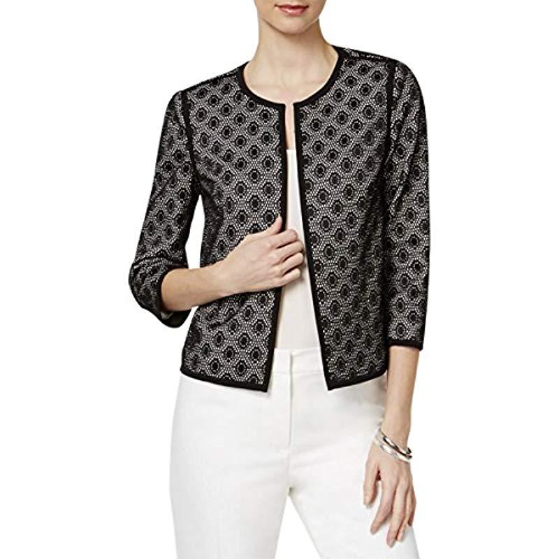 Kasper Bonded Lace Flyaway Jacket in Black Lyst