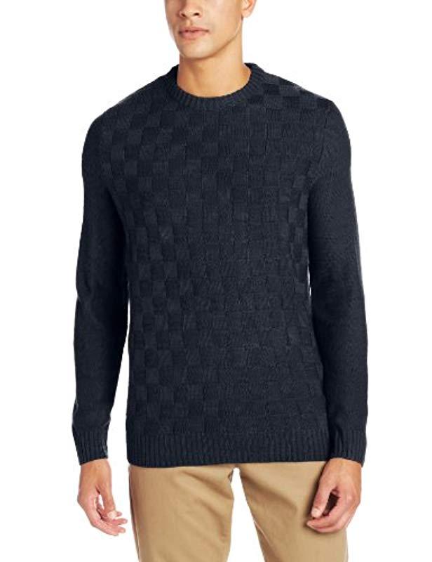 Geoffrey Beene Basket Weave Crew-neck Solid Sweater in Blue for Men - Lyst