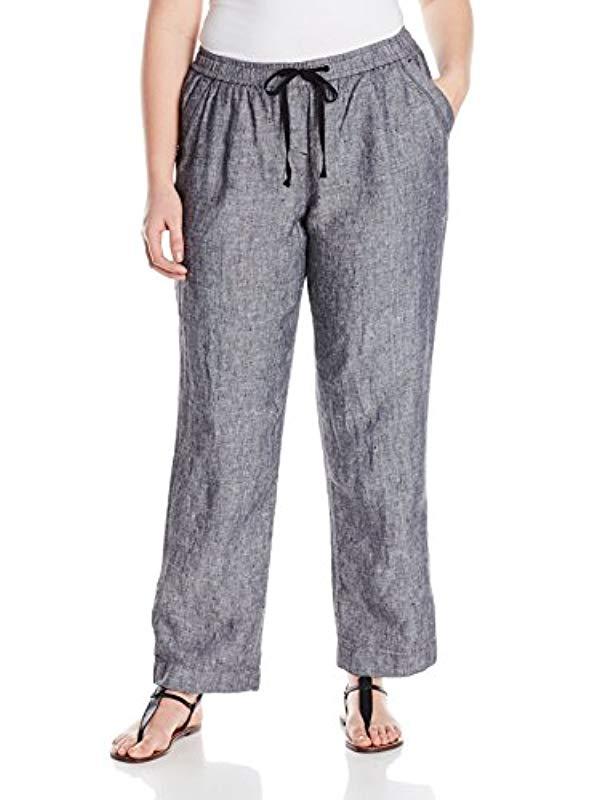 Jones New York Plus Size Full Length Pull On Pant-black/white in Black ...