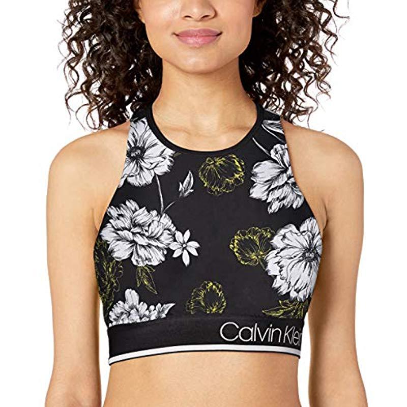 Calvin Klein Performance Perennial Print Halter  Neck  