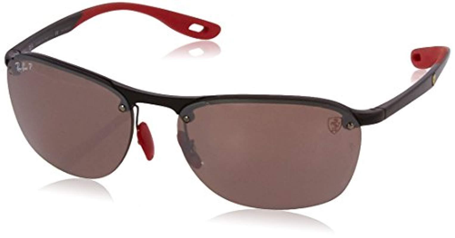 Ray-Ban Rb4302m Scuderia Ferrari Collection Square Sunglasses, Black/polarized Purple Silver ...