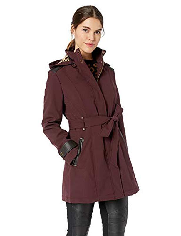Lyst - Via Spiga Belted Soft Shell Hooded Jacket With Faux Leopard ...