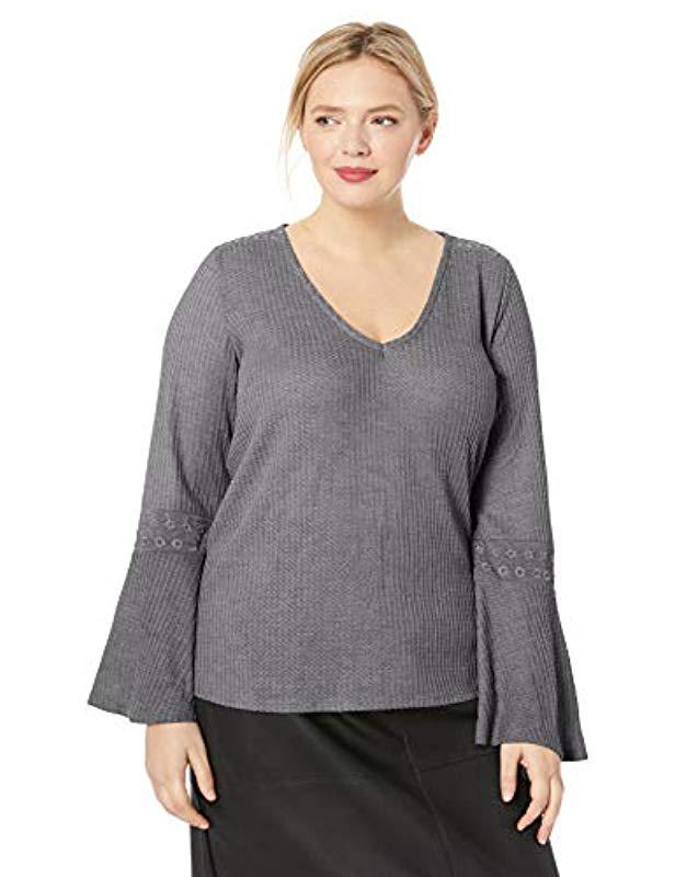 Lyst - Lucky Brand Plus Size Waffle Thermal Top in Gray