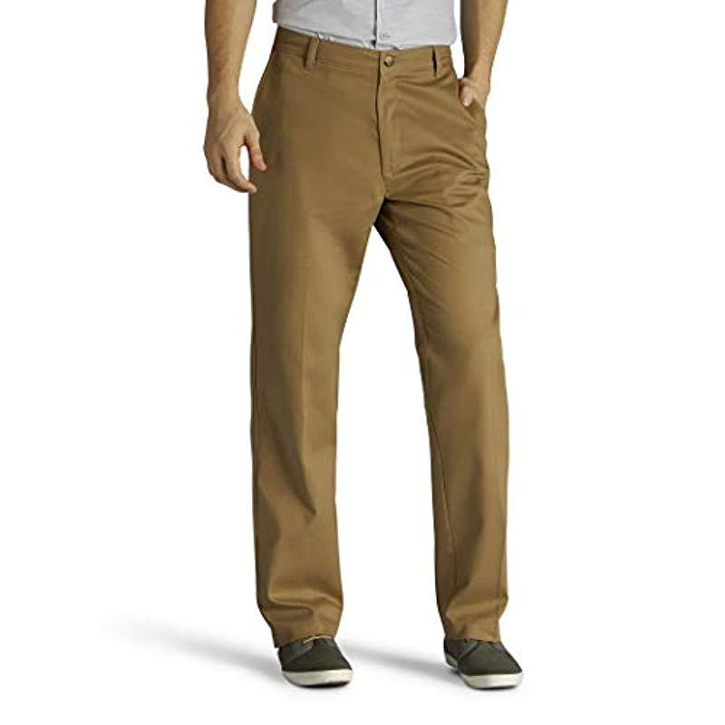 lee men's total freedom stretch relaxed fit flat front pant