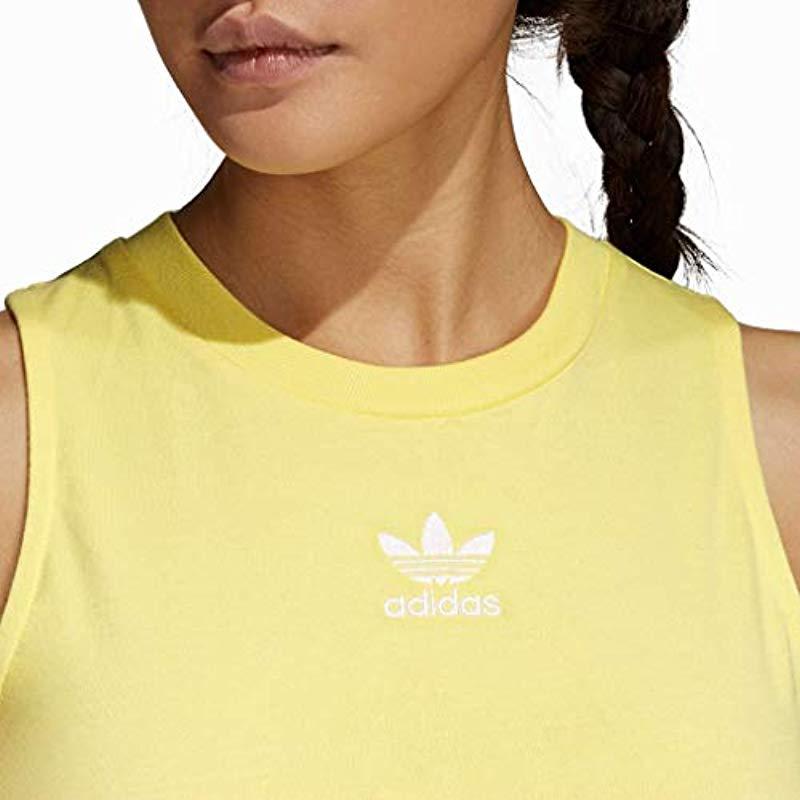 adidas Originals Crop Tank Top in Yellow - Lyst