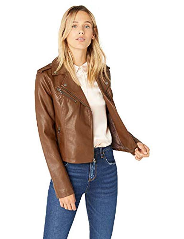 Lyst Levi S Faux Leather Classic Asymmetrical Motorcycle Jacket In Levi S Women Brown Faux Leather Classic Asymmetrical Motorcycle Jacket
