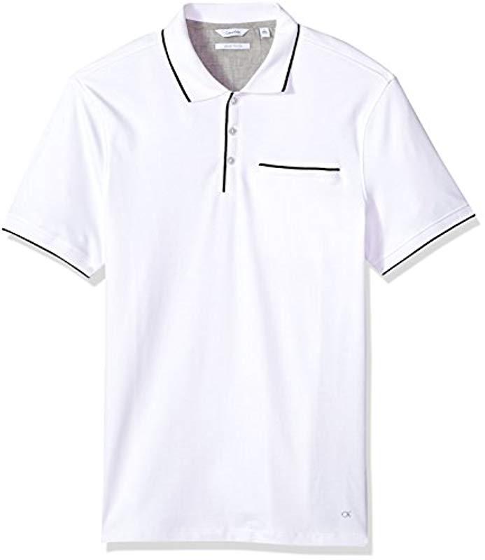 Lyst Calvin Klein Short Sleeve Cotton Fashion Polo Shirt in White for Men