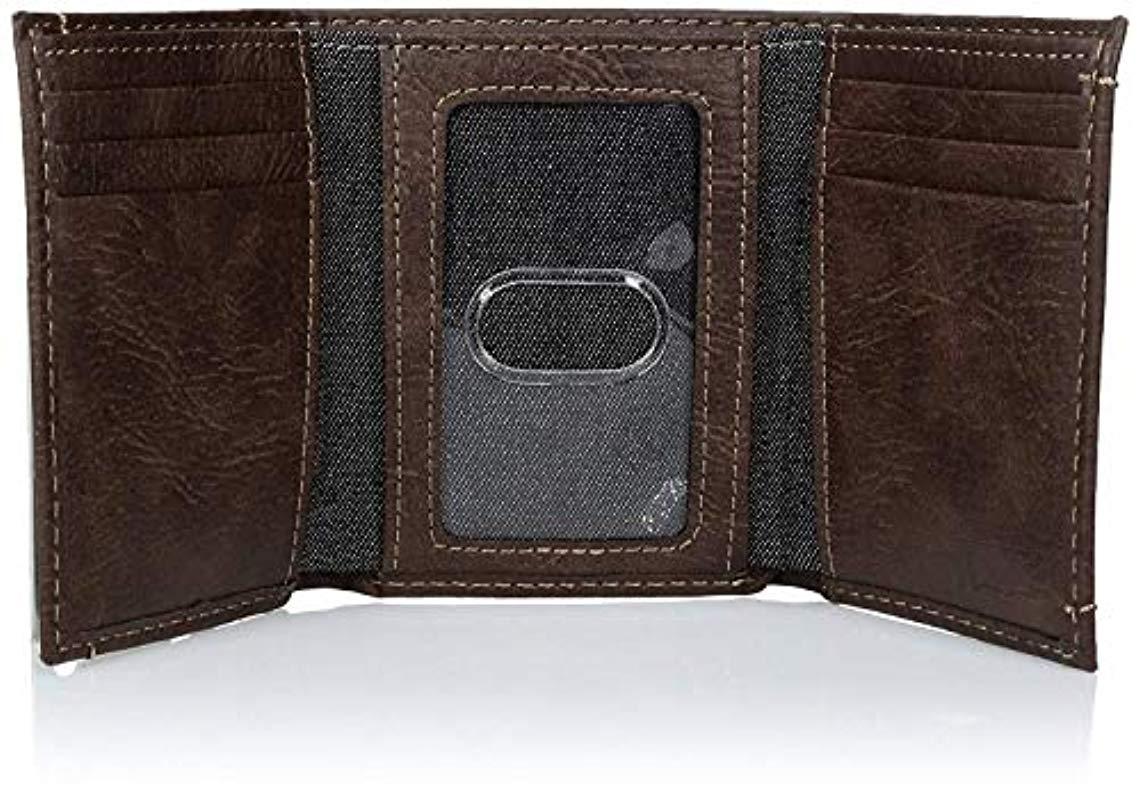 Levi's Leather Trifoldskinny Wallet With Rfid Security in Brown for