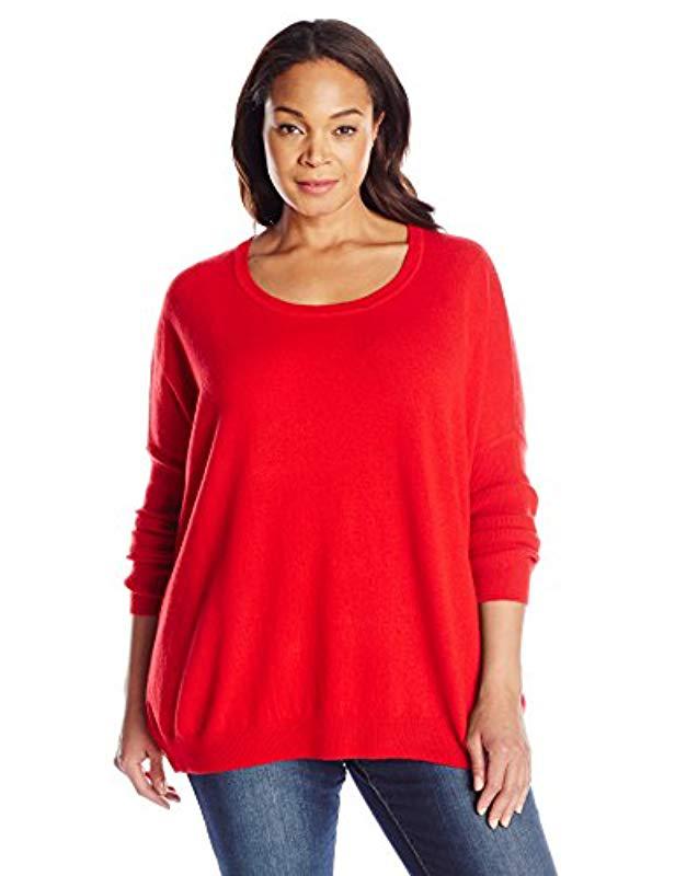 Lyst - Joan Vass Plus-size Side Snap Sweater in Red