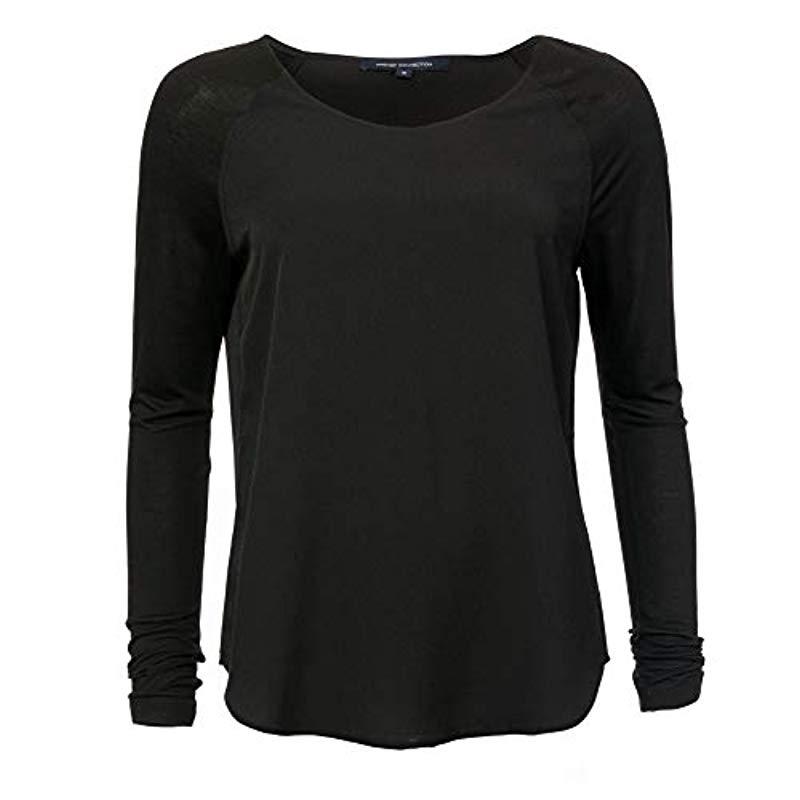 French Connection Polly Plains Long-sleeve Top in Black - Lyst