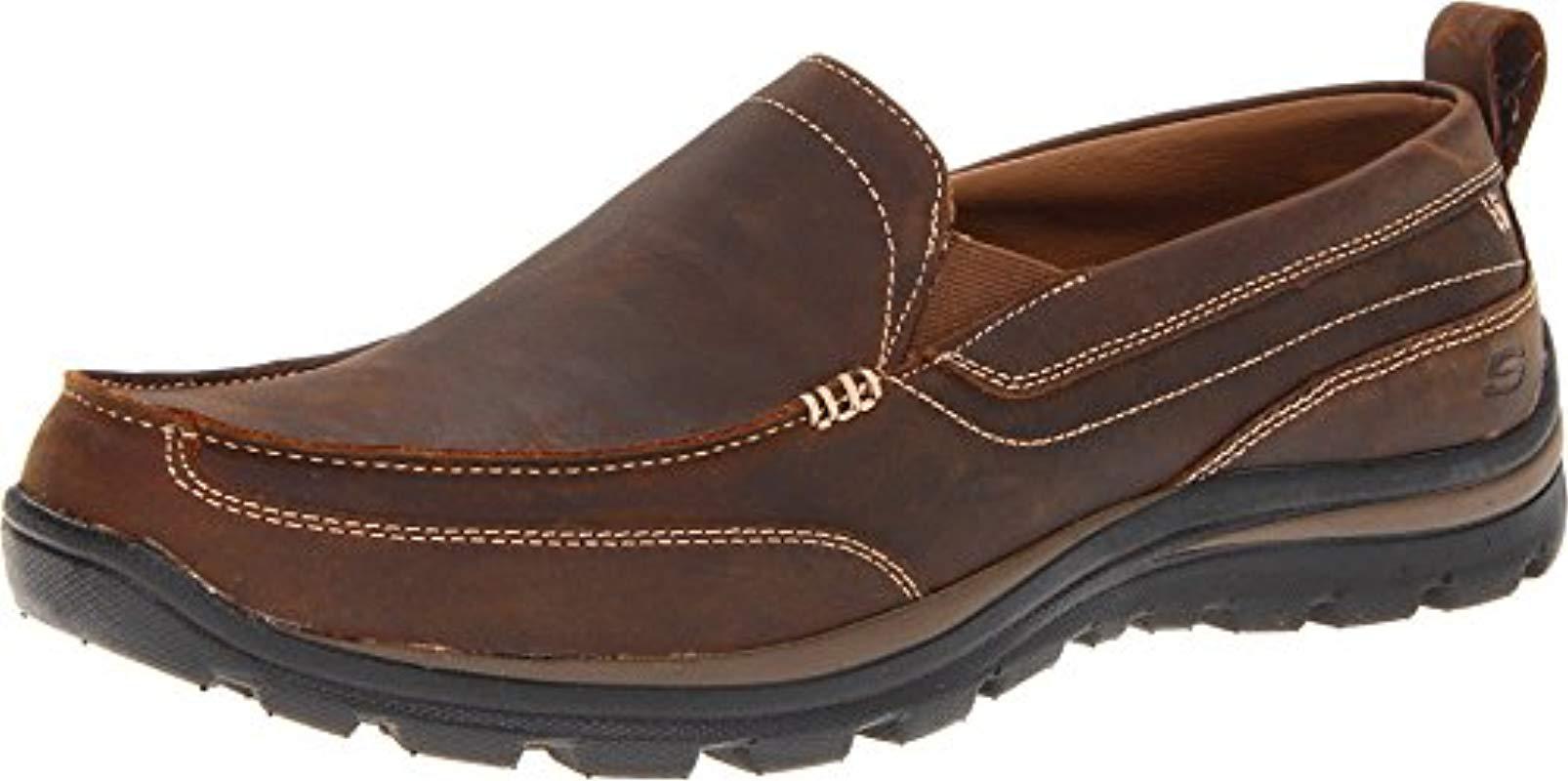 Lyst - Skechers Relaxed Fit Memory Foam Superior Gains Slip-on in Brown ...