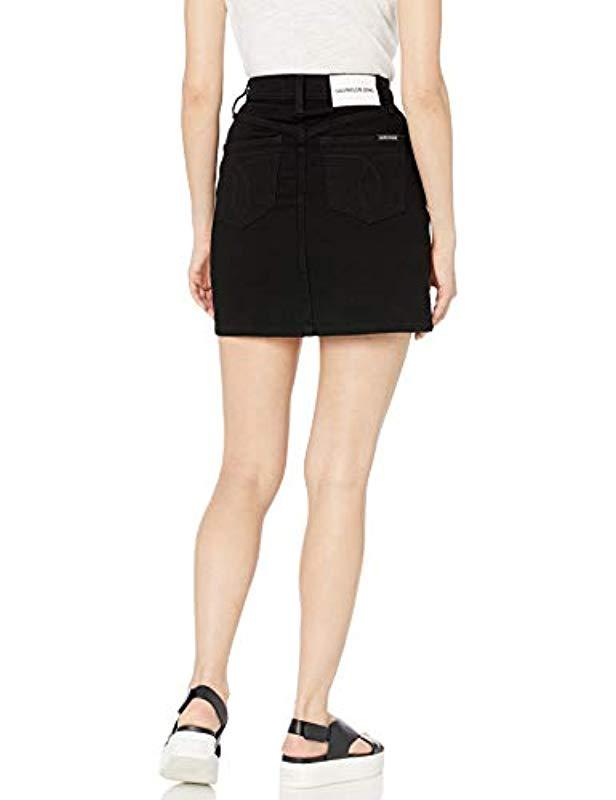 Calvin Klein Denim Mini Jean Skirt in Black - Lyst