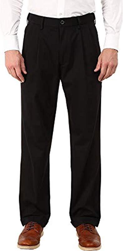 Lyst - Dockers Relaxed Fit Comfort Khaki Pleated Pants D4 in Black for ...