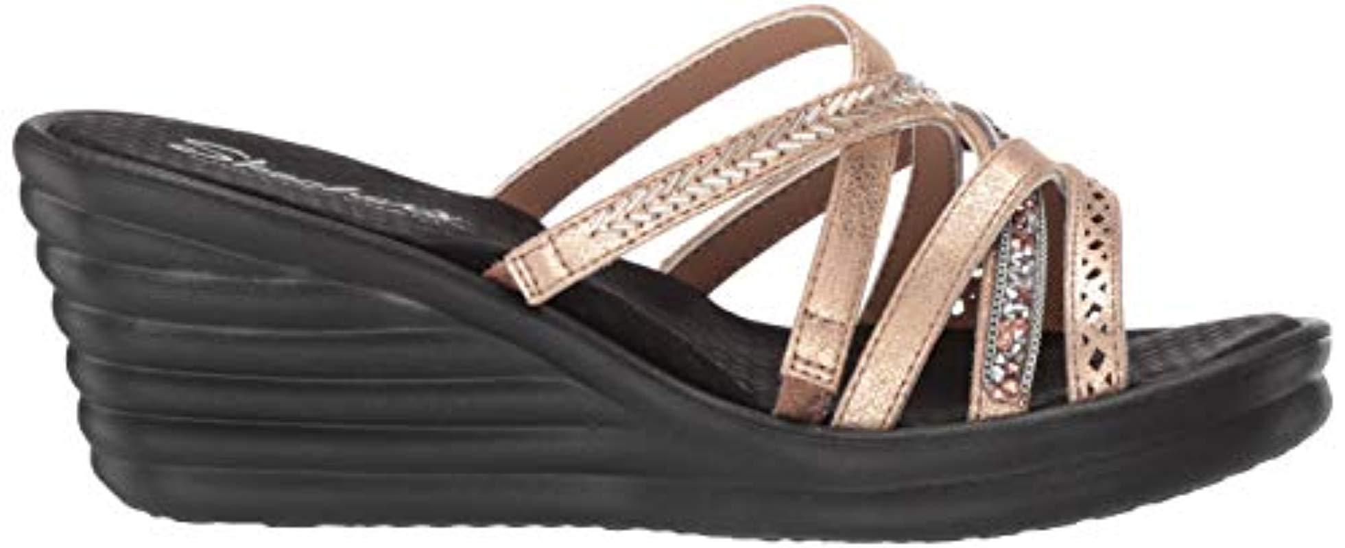 Skechers Rumbler Wave New Lassie Wedge Sandal Rose Gold 7 M Us In Metallic Lyst 0682