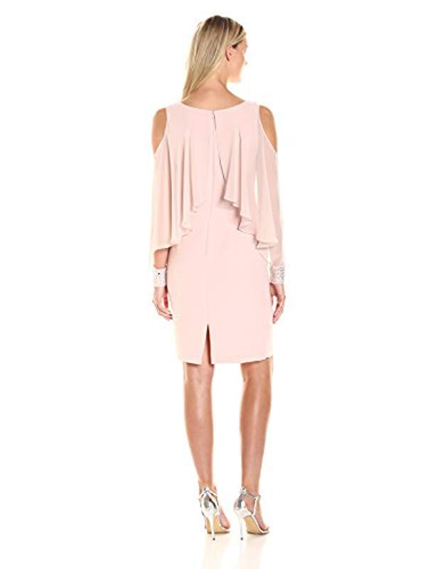 Lyst Calvin Klein C Neck Tail Dress Chiffon Pop Over In Pink