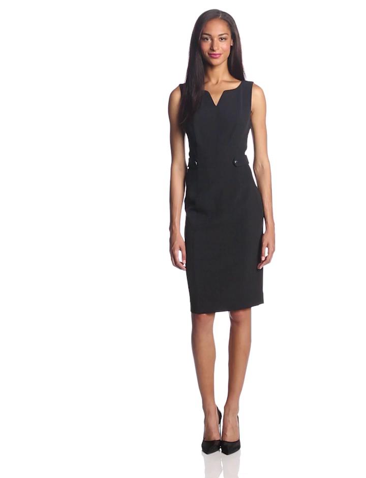 Kasper Sleeveless Button-detail Sheath Dress in Black - Lyst