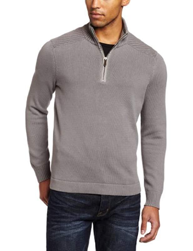 Download Kenneth Cole Half Zip Mock Neck Sweater in Gray for Men - Lyst