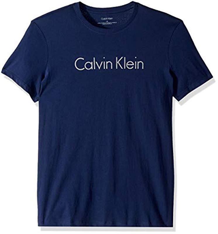 Calvin Klein Short Sleeve Crew Neck T-shirt in Blue for Men - Lyst
