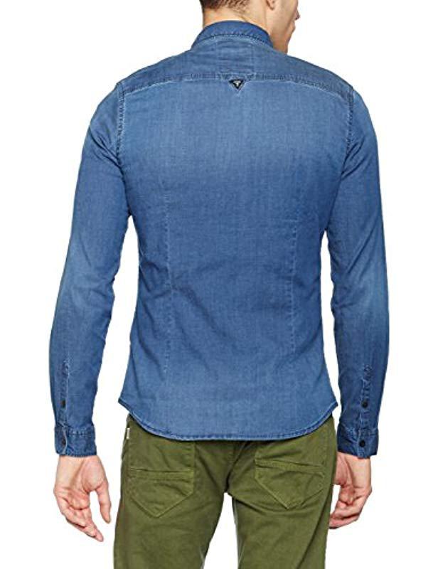 Lyst En Bleu Chemise Coloris Guess Homme Pour O0Pkn8NwX