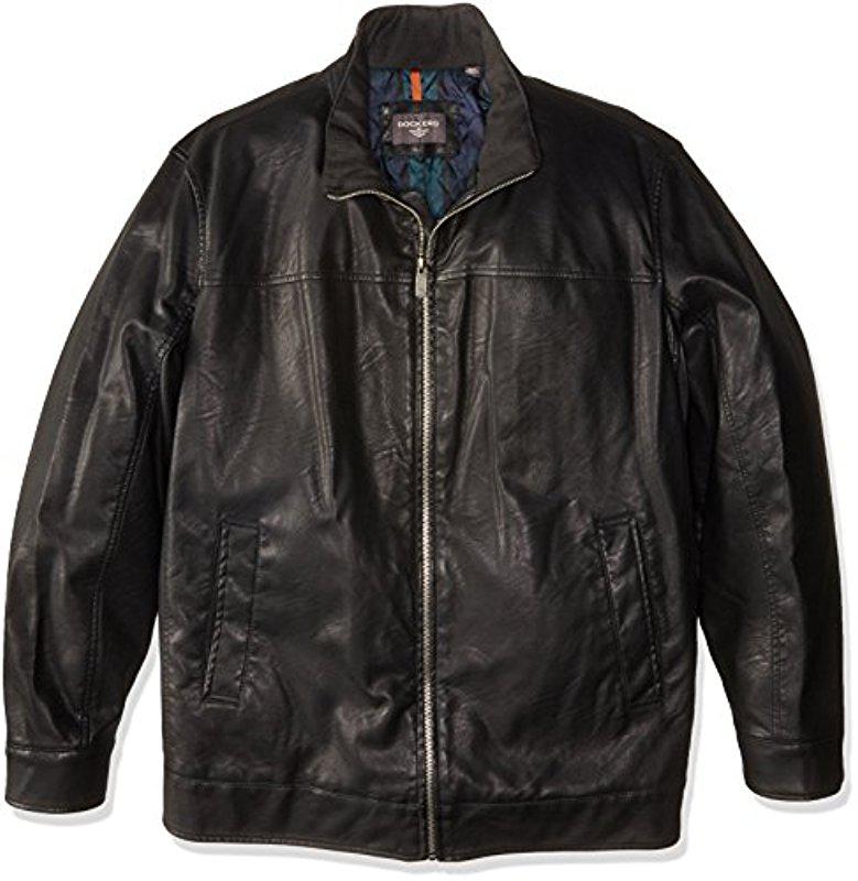 Lyst Dockers Tall Size Lamb Touch Faux Leather Stand Collar Jacket Dockers Men S Black Tall Size Lamb Touch Faux Leather Stand Collar Jacket