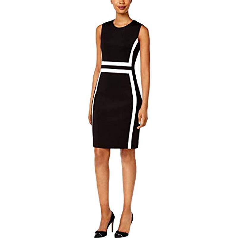 Calvin Klein Petite Sleeveless Color Block Sheath Dress in Black - Lyst