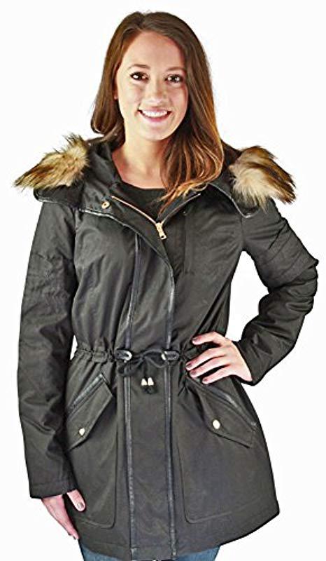 Lyst Jessica Simpson Anorak Parka With Hood In Black Jessica Simpson