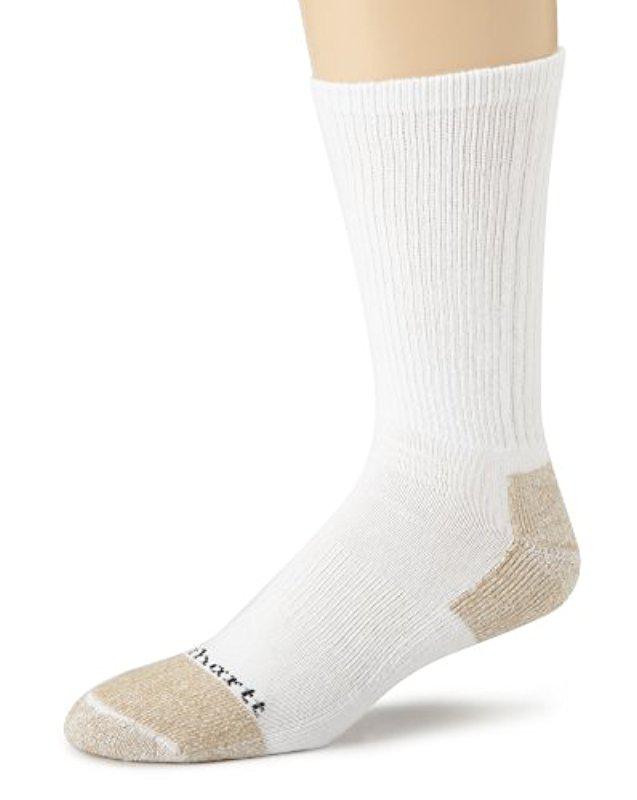 carhartt men's 3 pack all season cotton crew socks white