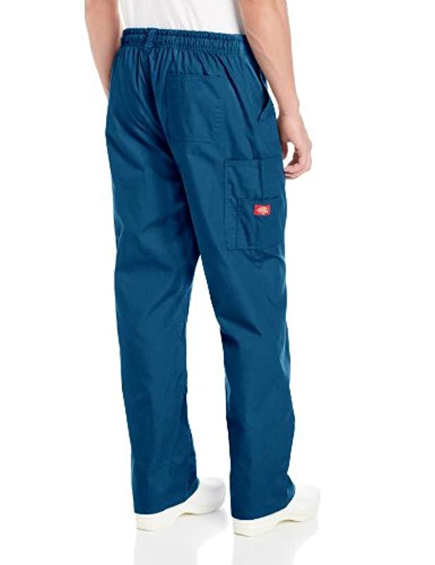 Dickies Signature Elastic Waist Scrubs Pant, Caribbean Blue, Small in