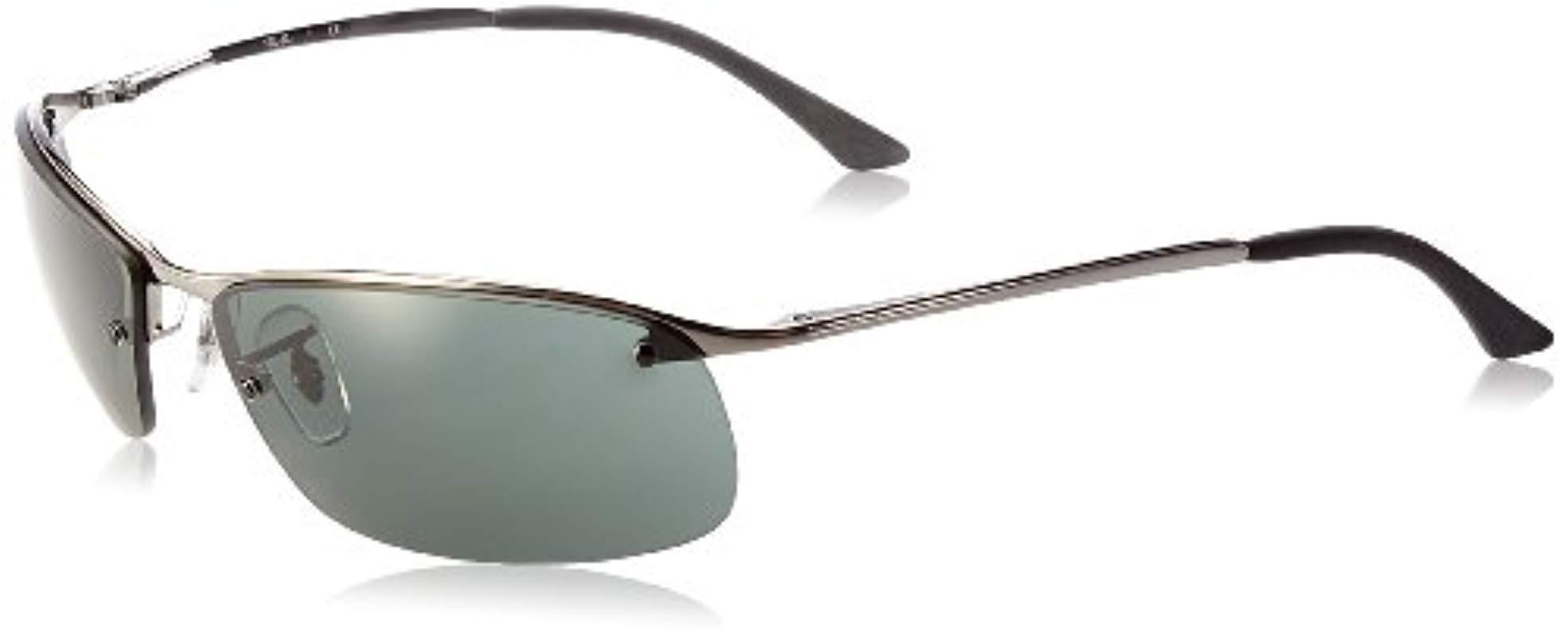Ray Ban Rb3183 Top Bar Rectangular Sungles Grey 004 71 Gunmetal Ray Ban Men S Gray Rb3183 Top Bar