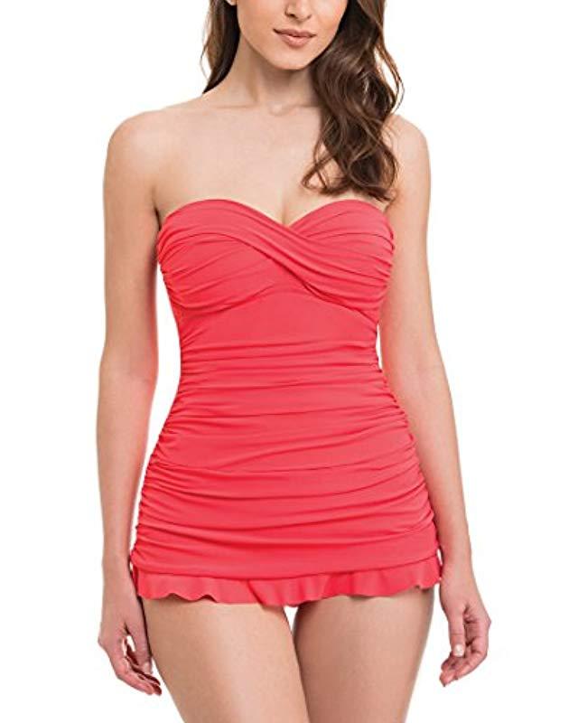 Lyst Gottex Classic Bandeau Swimdress One Piece Swimsuit In Red