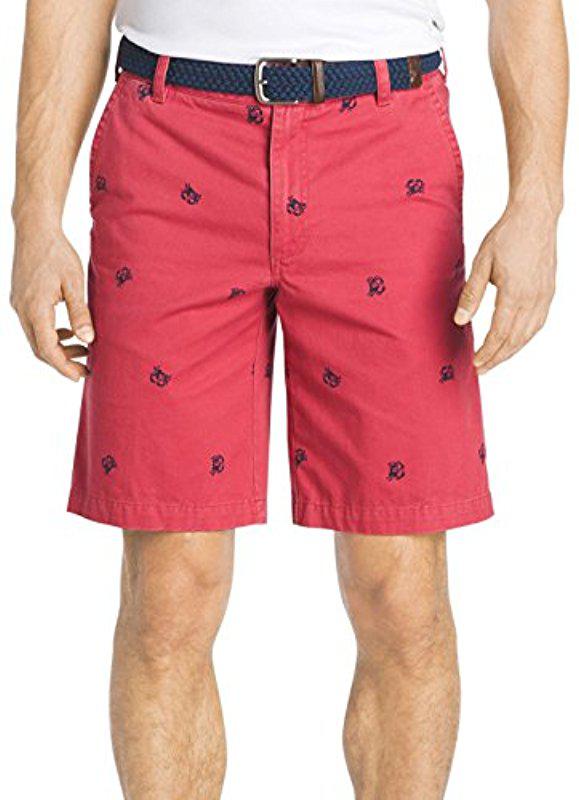 Lyst Izod Saltwater Flat Front Shorts in Red for Men