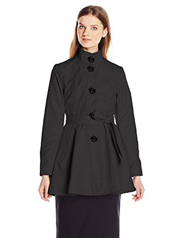 Betsey Johnson Skirted Trench Coat With Rose Buttons in ...