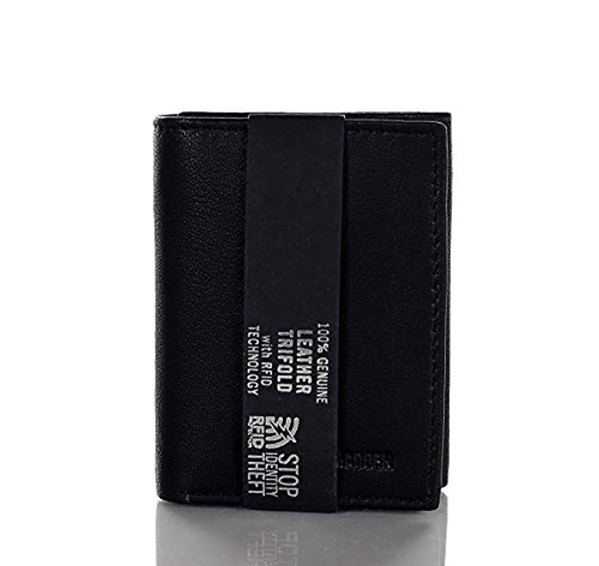 Steve Madden Leather Trifold Wallet in Black for Men - Lyst