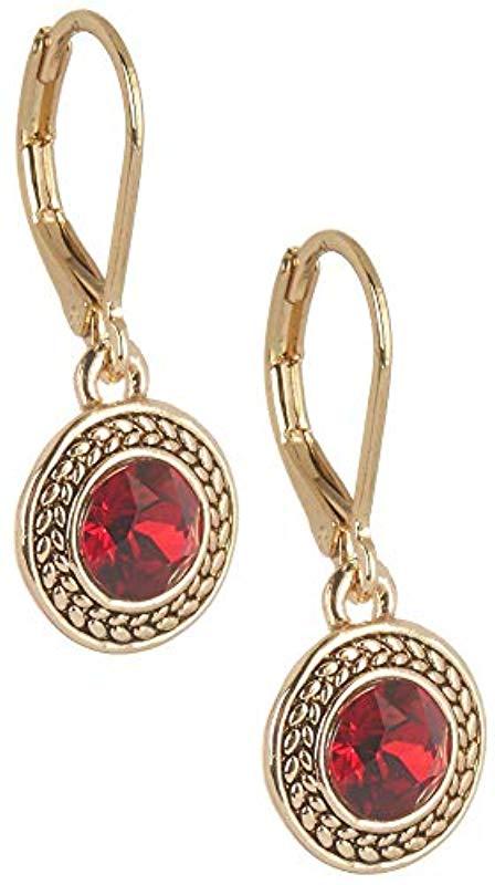 Lyst Napier Red Stone Drop Leverback Earrings Gold Red 