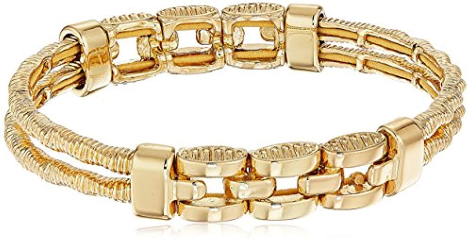 Lyst Napier Gold Tone Textured Stretch Bracelet In Metallic Napier Women S Metallic Gold Tone Textured Stretch Bracelet