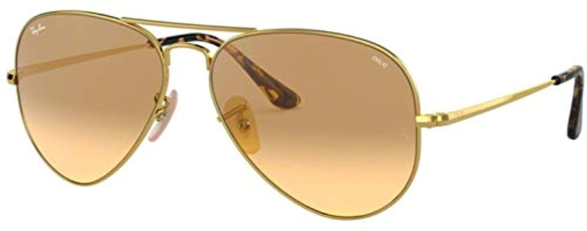 Ray-Ban 0rb3689 Polarized Aviator Sunglasses, Brushed Gold, 55.0 Mm in ...