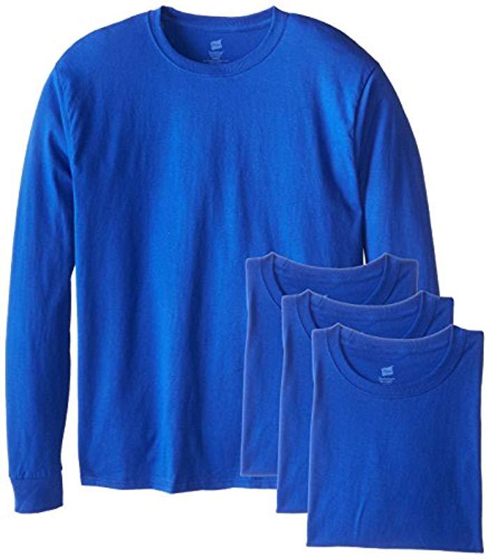 Lyst - Hanes Long-sleeve Comfortsoft T-shirt (pack Of 4) in Blue for ...