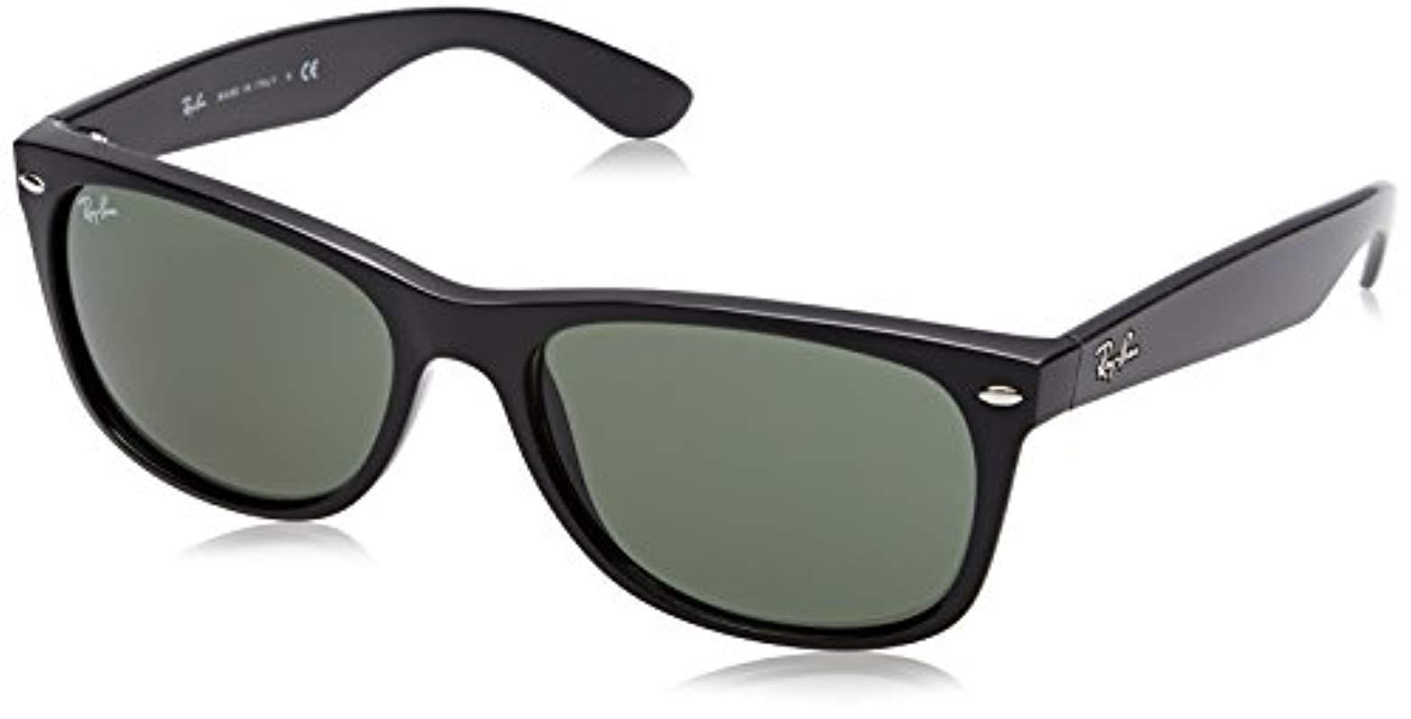 Ray Ban New Wayfarer Sunglasses In Black Rubber Crystal Green Rb2132 622 58 In Black Lyst 2891