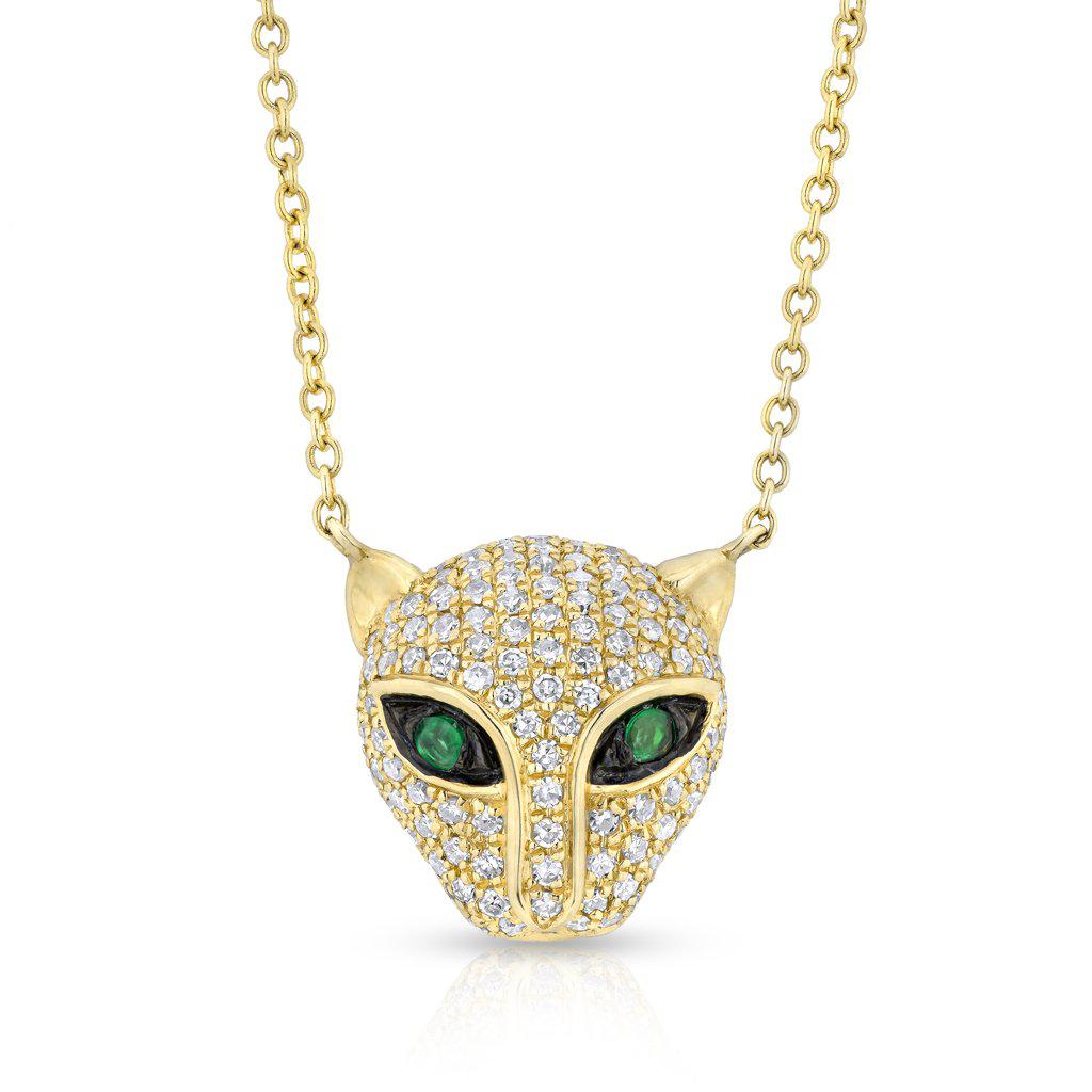 Lyst - Anne Sisteron 14kt Yellow Gold Diamond Emerald Jaguar Necklace