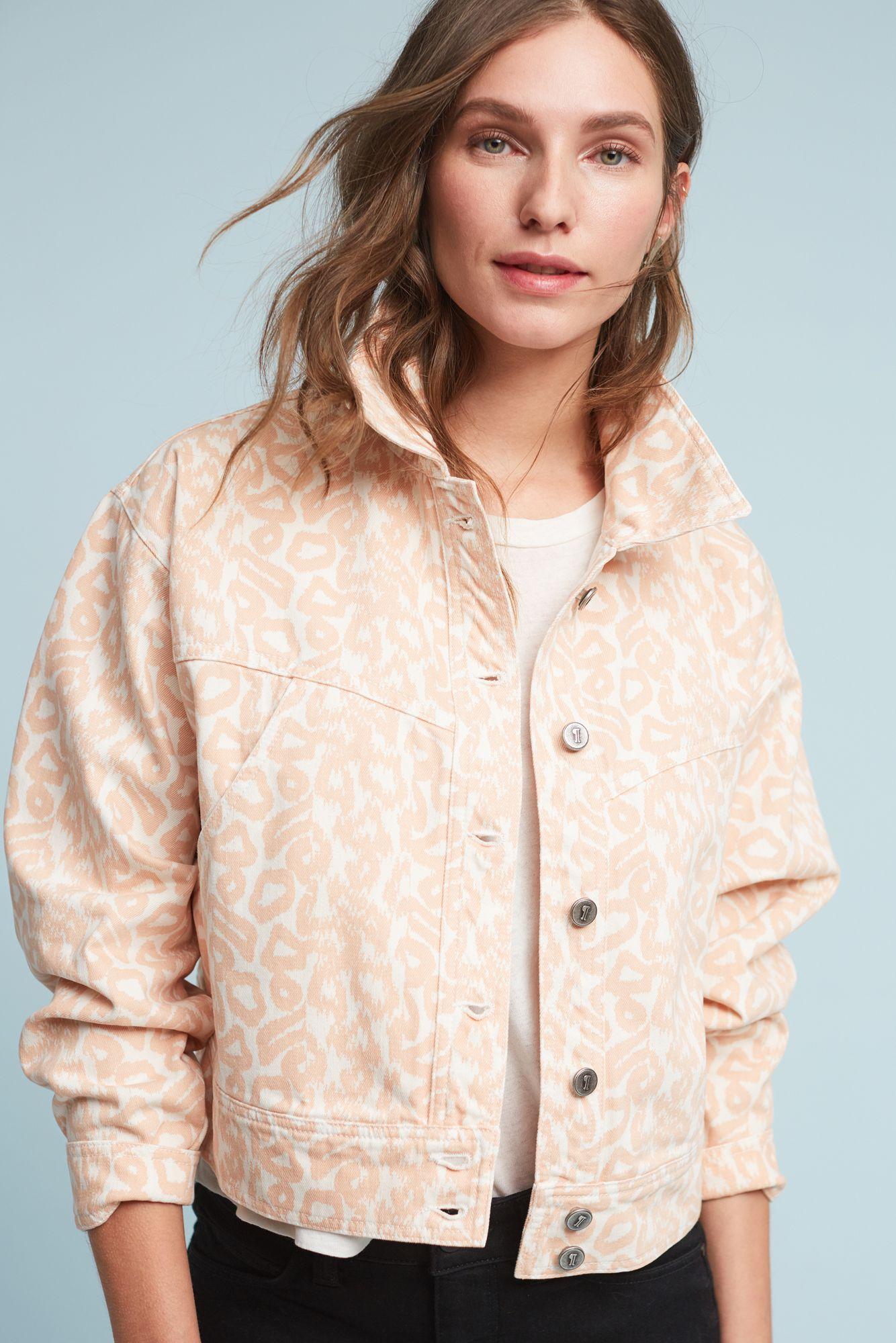 pilcro printed trucker jacket lyst pilcro printed trucker jacket lyst
