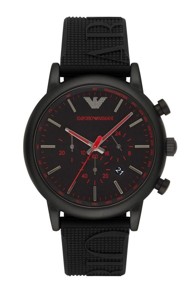 Emporio armani Chronograph Silicone Strap Watch in Black ...