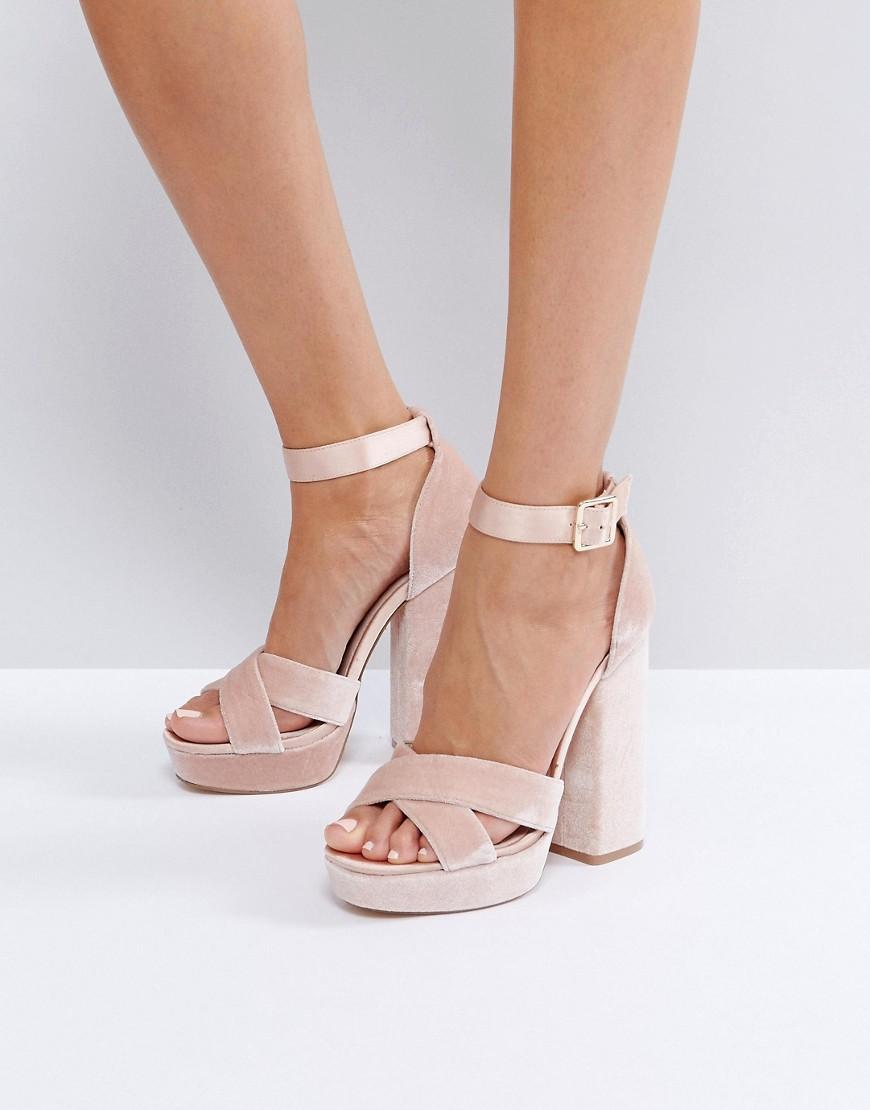Faith Blush Velvet And Satin Platform Sandals in Pink | Lyst